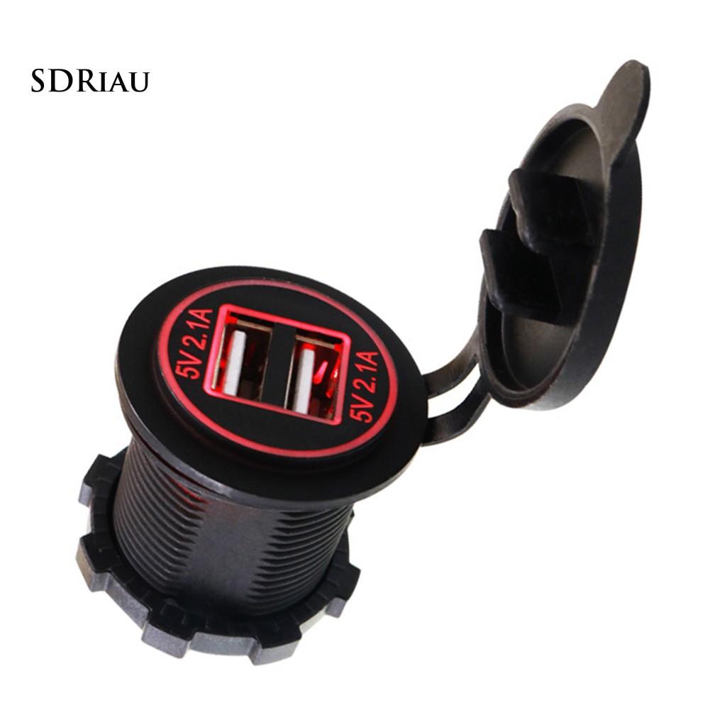 Củ sạc 2 cổng tích hợp màn hình LED 5V 2.1A cho xe hơi