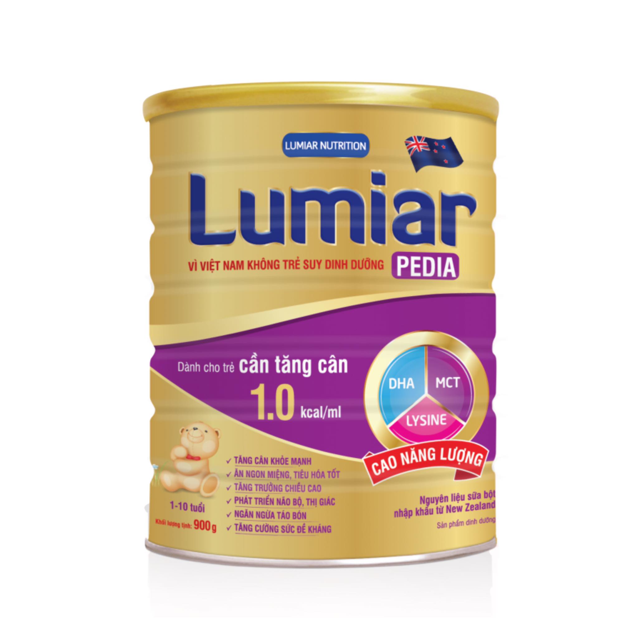 Sữa bột Lumiar Pedia 900g - sản phẩm dành cho trẻ cần tăng cân với DHA, MCT, LYSINE cao năng lượng