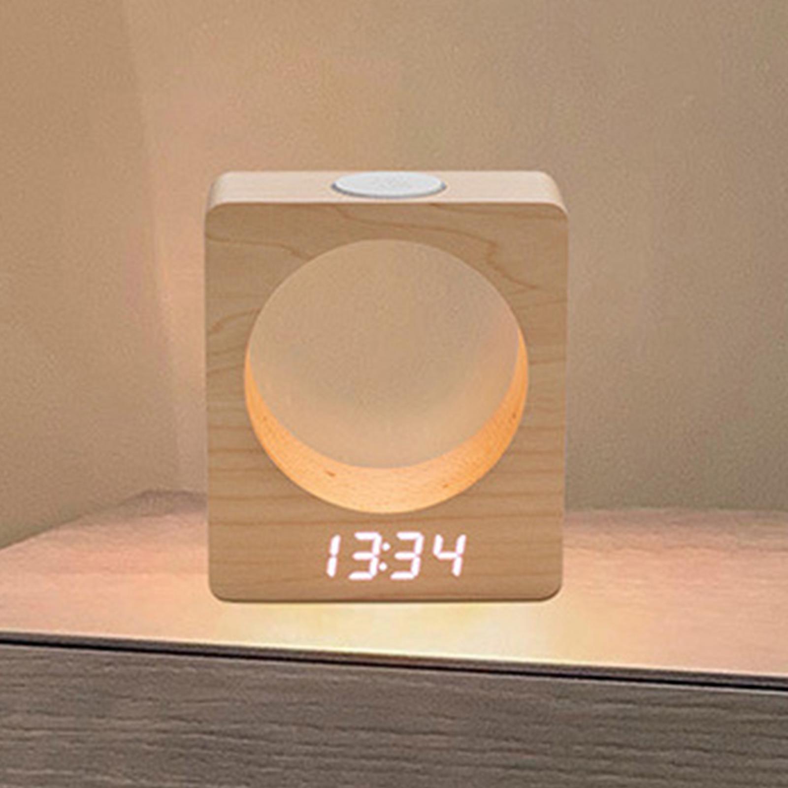 Alarm Clock Wooden LED 3 Alarm Settings for Desktop Children Heavy Sleepers Adults