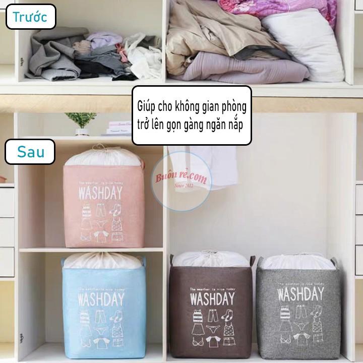 Túi đựng đa năng khung sắt họa tiết có dây rút Washday 01117