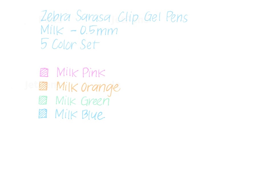 Bộ 5 bút gel Zebra Sarasa Clip - Metal tip 0.5mm - Milk Colors