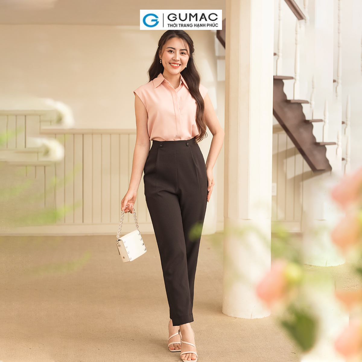 Áo kiểu phối bèo GUMAC AD05006