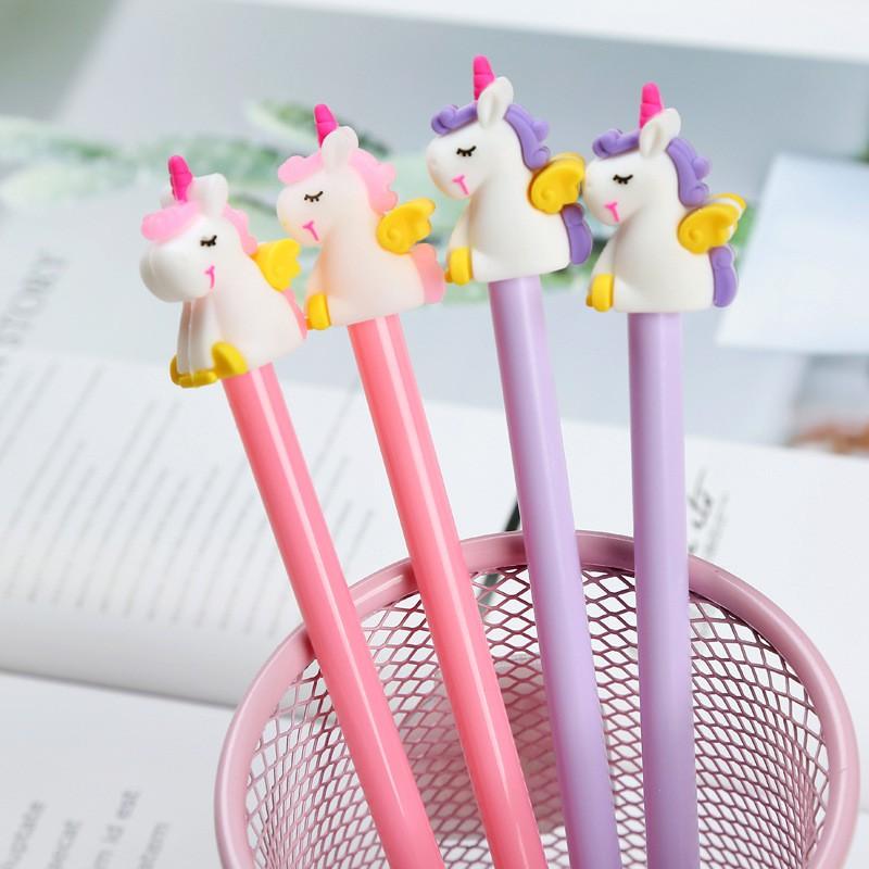 Bút bi nước kiểu dáng hoạt hình Unicorn ngòi 0.5mm mực đen