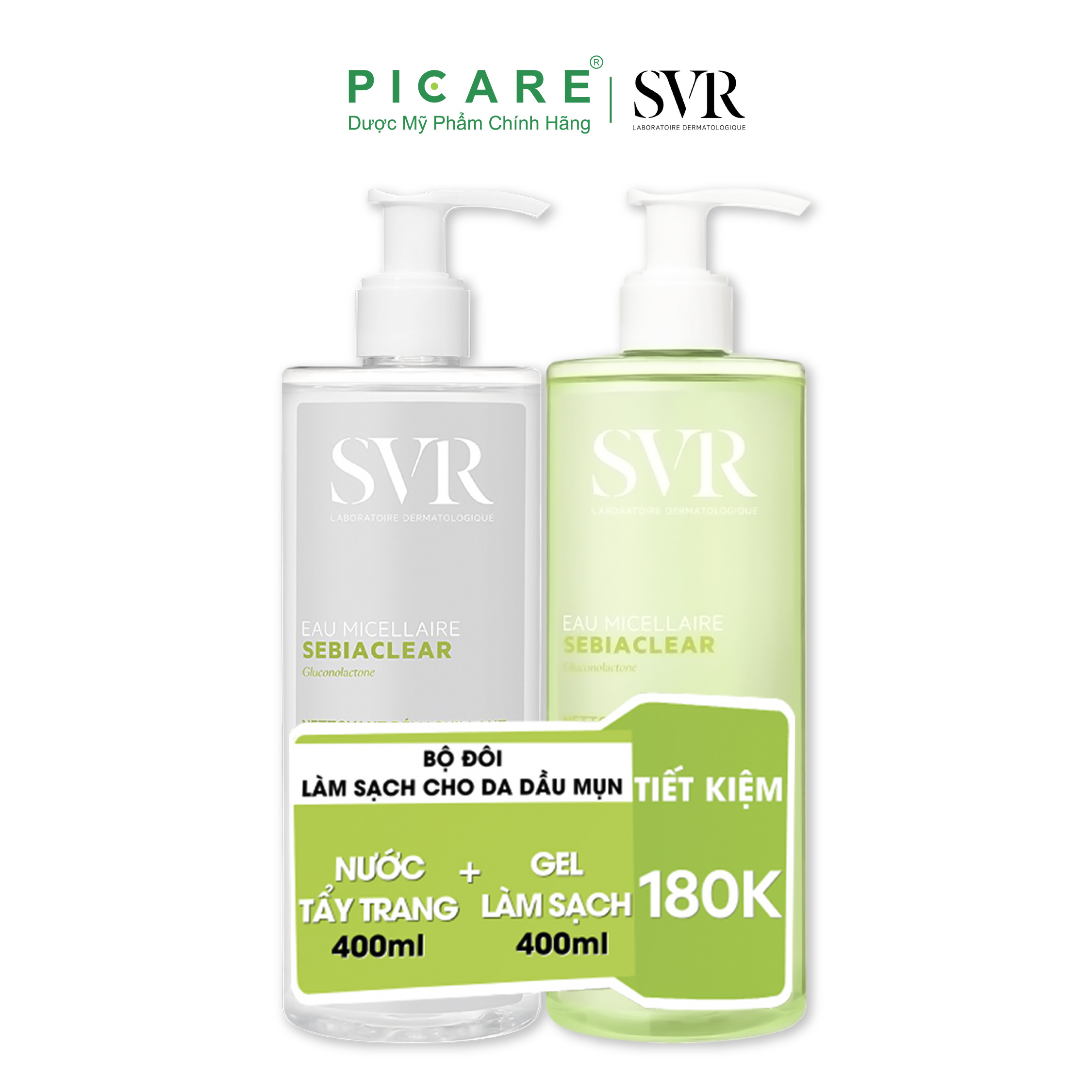Bộ Đôi Sữa Rửa Mặt Dạng Gel SVR Sebiaclear Gel Moussant 400ml và Tẩy Trang Sebiaclear Eau Micellaire Cho Da Dầu Mụn 400ml