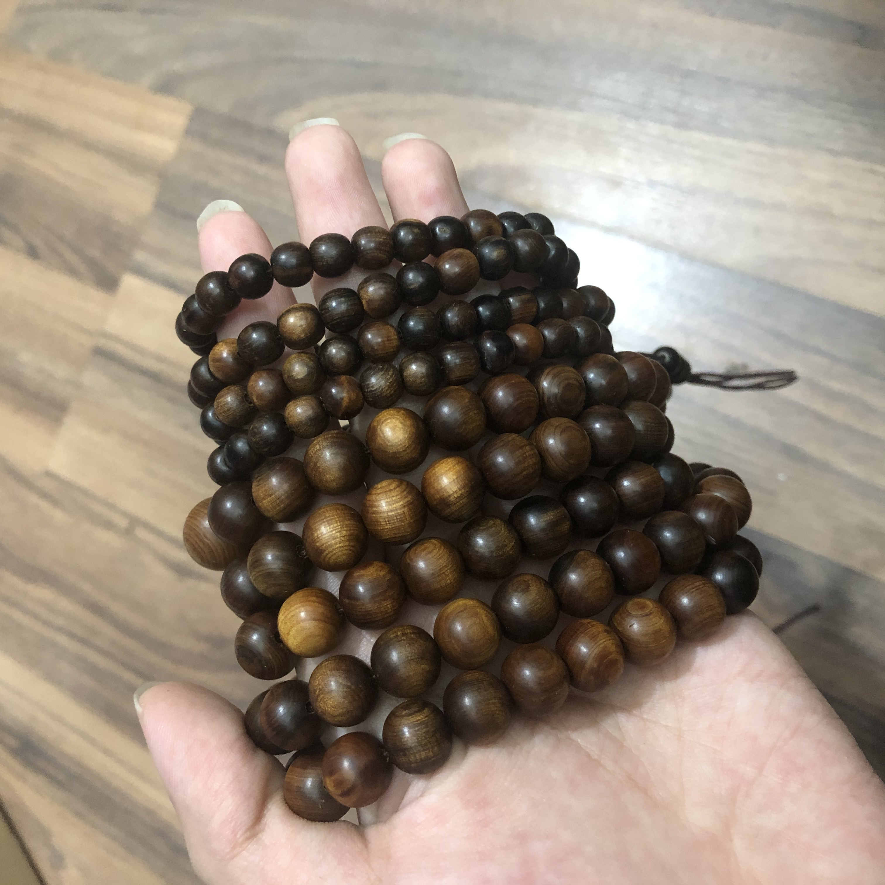 Chuỗi vòng tay/vòng cổ 2 in 1 108 hạt gỗ Bách Xanh - 6mm chìm nước Tĩnh Tâm - An Yên - Bracelet of HAHANCO