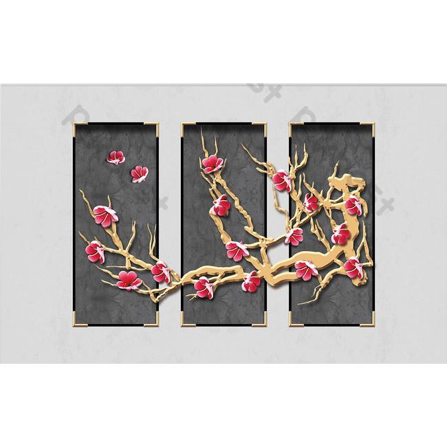 Tranh dán tường Cánh đào nổi bật sang trọng, tranh dán tường 3d hiện đại MS1024324