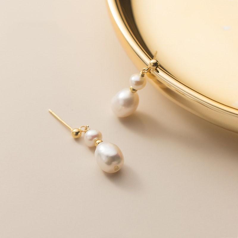 Khuyên tai bạc Ý s925 phong cách Retro gắn ngọc G7611 - AROCH Jewelry