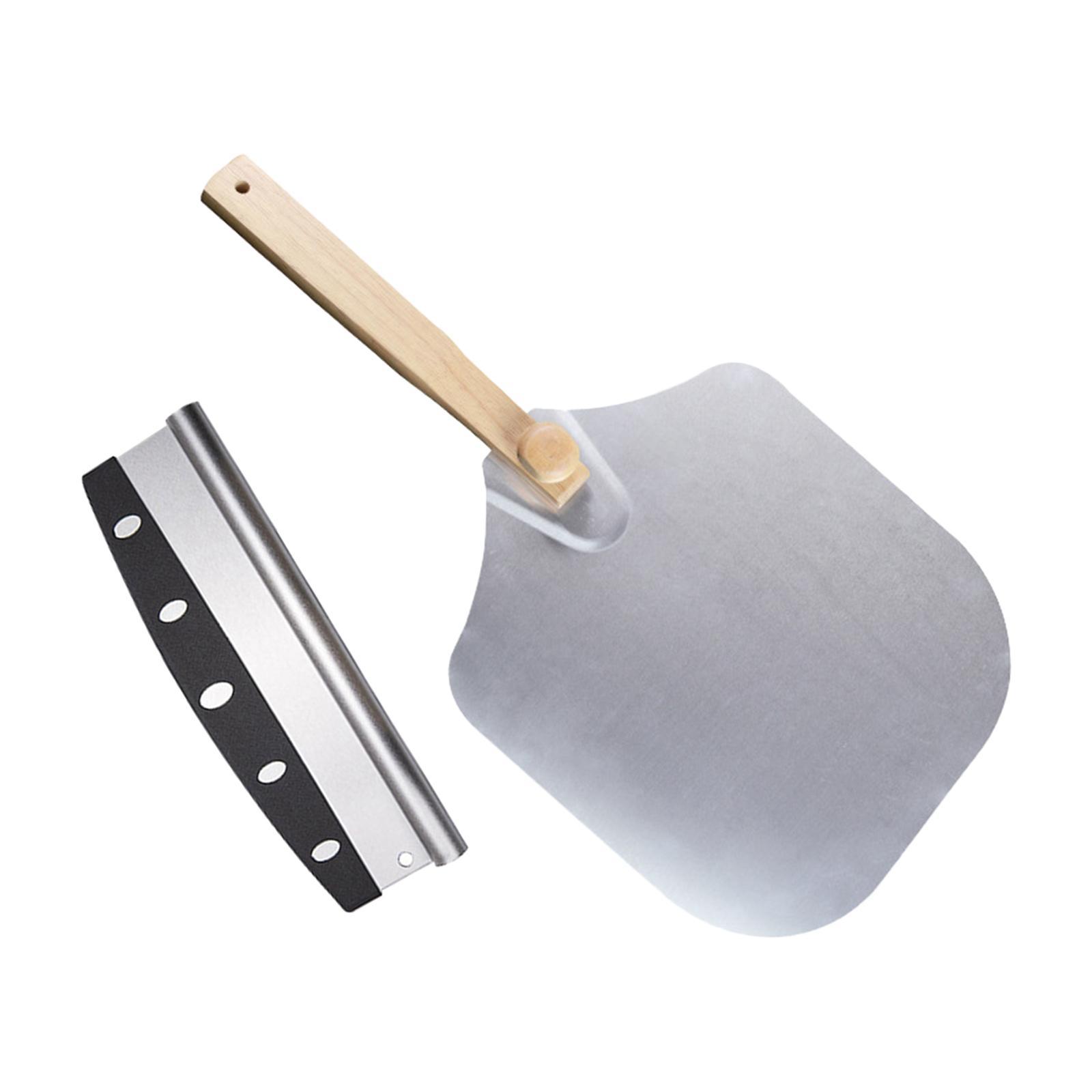 Pizza Peel Pizza Paddle with Cutter, 12 inch Width Wooden Handle Pizza Spade, Pizza Oven Accessory for Bread, Burgers, Cakes, Restaurant Condo