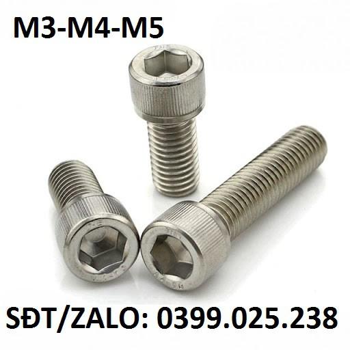 (Combo 10con) Bu lông M3/M4/M5 lục giác chìm đầu trụ