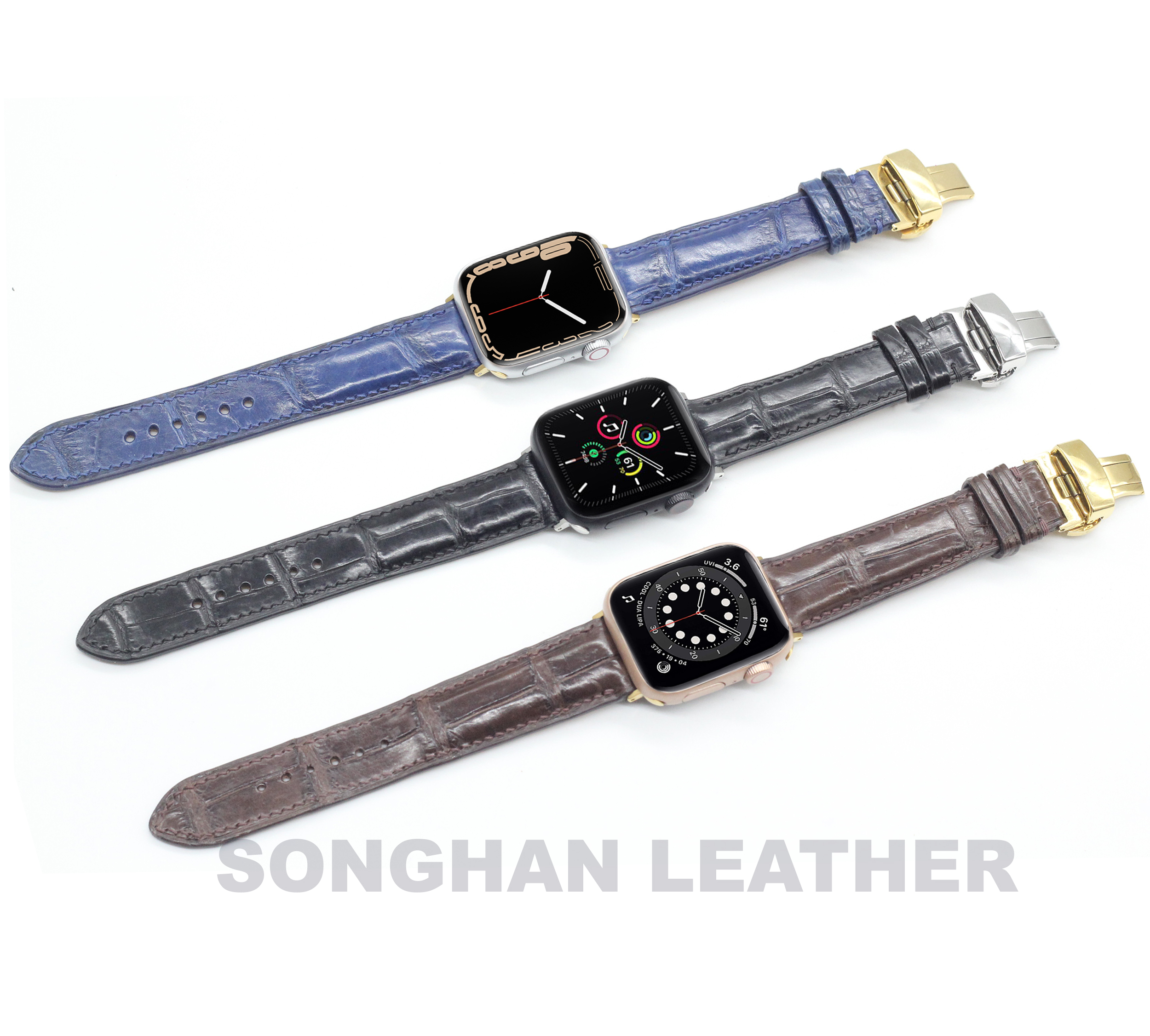 Dây Đeo Thay Thế Dành Cho Apple Watch Da Cá Sấu Cao Cấp, Dây Da Apple Watch Series 2,3,4,5,6,7 Size 38mm,40mm,41mm,42mm,44mm,45mm Hàng Chính Hãng Songhan Leather