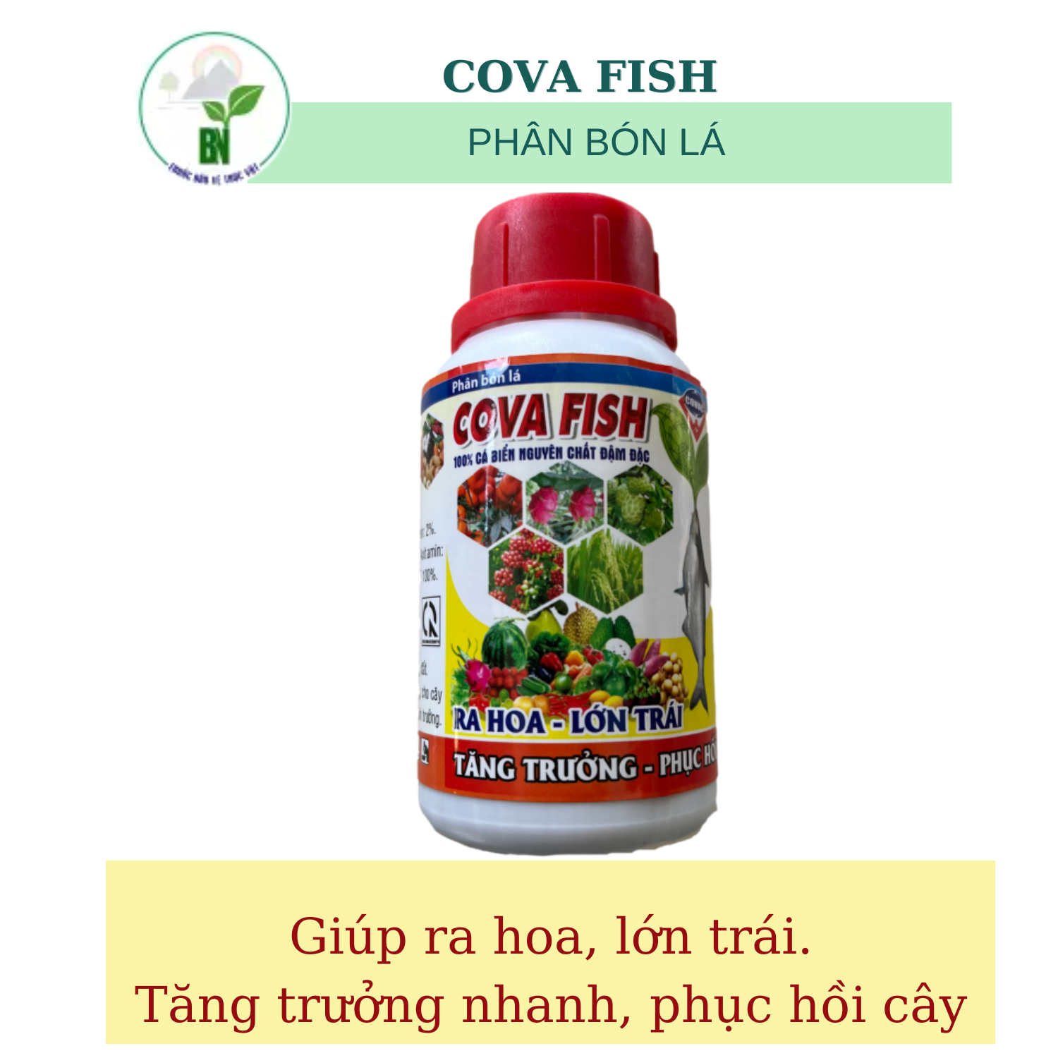 Phân bón lá COVA FISH - Ra Hoa, Lớn Trái (100 ml/chai)