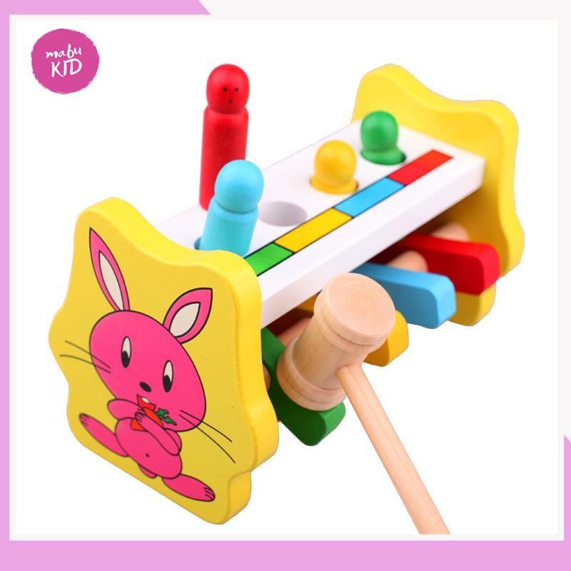 Đồ Chơi Gỗ - Đập Chuột Hình Thỏ - Đồ Chơi Giáo dục Thông Minh Cho Bé