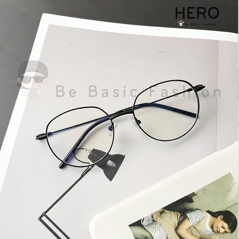 Kính Nobita Ulzzang Thời Trang Hàn Quốc, Kính Không Độ Giả Cận Gọng Oval Màu Đen HERO KM01