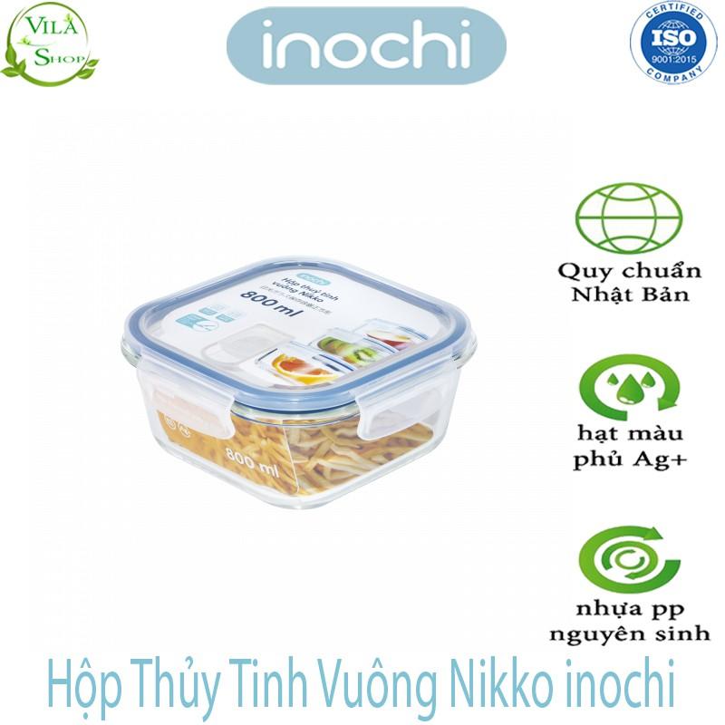 Hộp Thực Phẩm, Hộp Thủy Tinh Chịu Nhiệt Hình Vuông, Thủy Tinh Cao Cấp Inochi Sử Dụng An Toàn Trong Lò Vi Sóng