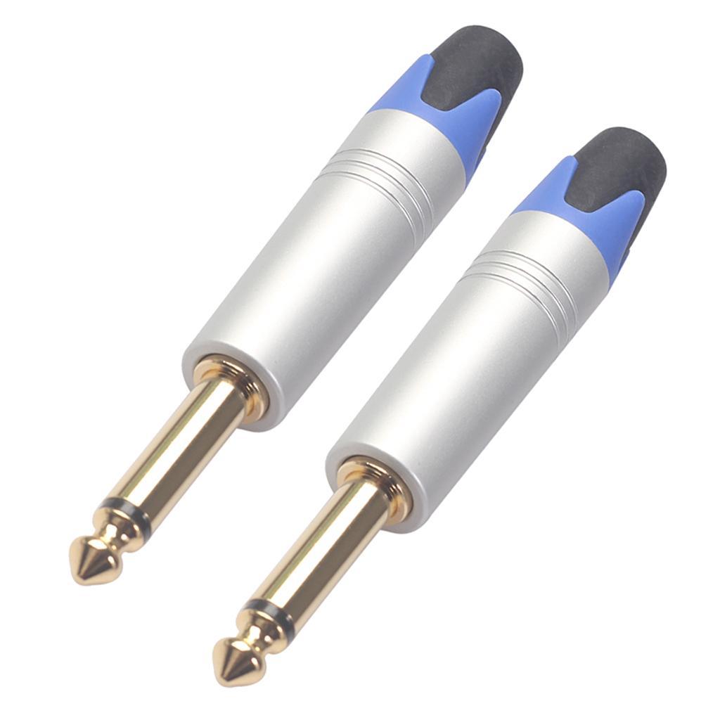 2PCS 1/4'' Male Mono Audio Jack Plug Microphone Guitar Connector Accessory