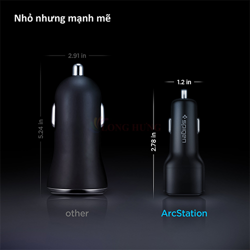 Cốc sạc xe hơi Spigen ArcStation Car Charger PC2000 2Type-C 65W ACP02562 - Hàng chính hãng