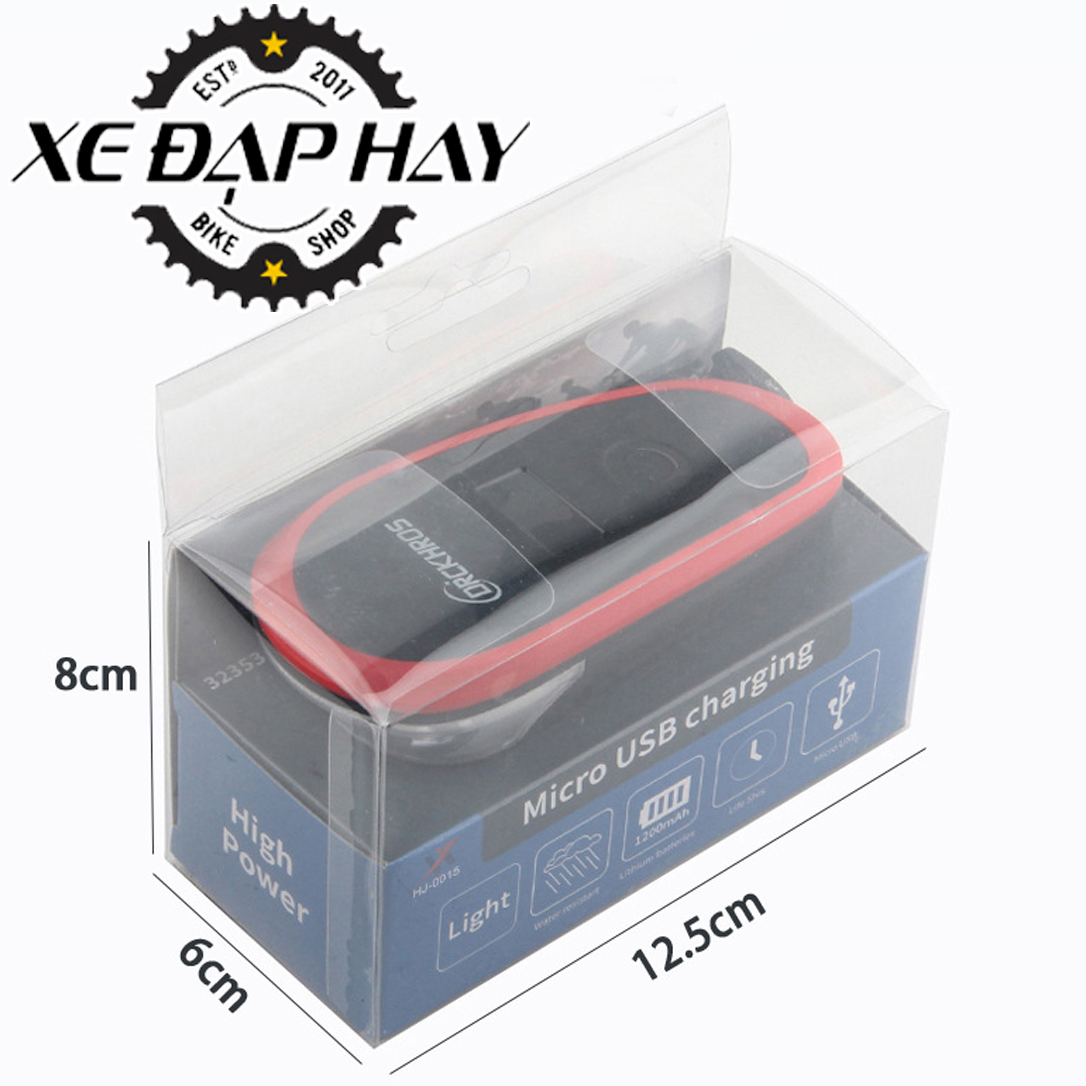 Đèn Xe Đạp Có Còi | Công Tắc Cảm Ứng, Có Màn Hình Hiển Thị Dung Lượng Pin | Pin Sạc USB 1200 mAh, Chống Nước | Sáng Tối Đa 10 Giờ