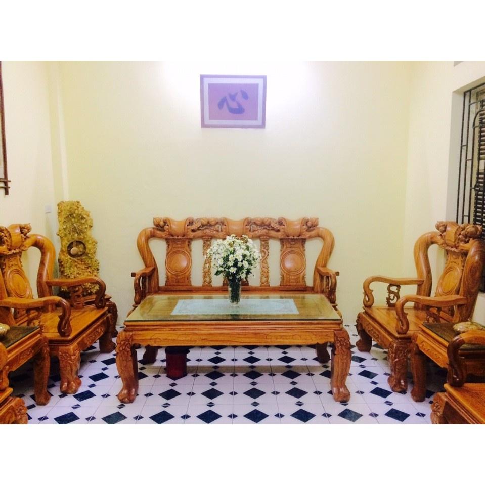 Bộ bàn ghế giả cổ trạm quốc đào gỗ gõ đỏ