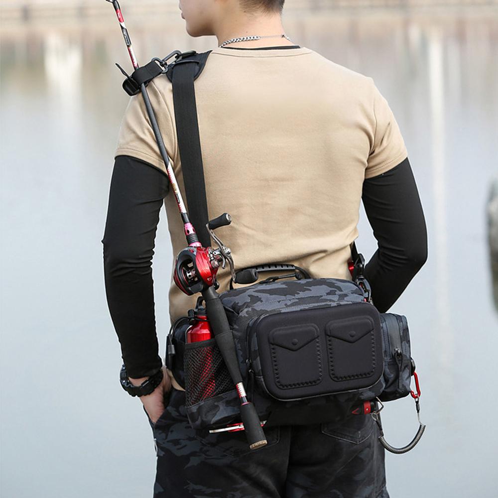 Fishing Tackle Bag Water-resistant Single Shoulder Crossbody Bag Waist Pack Fishing Lure Gear Utility Storage Bag