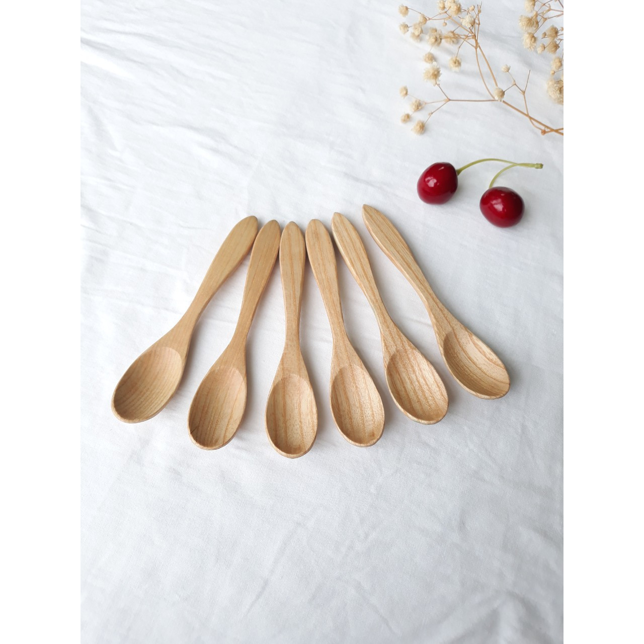 Bộ 6 thìa, muỗng gỗ TẦN BÌ nhỏ màu nâu 12cmx2,4cm - TG39