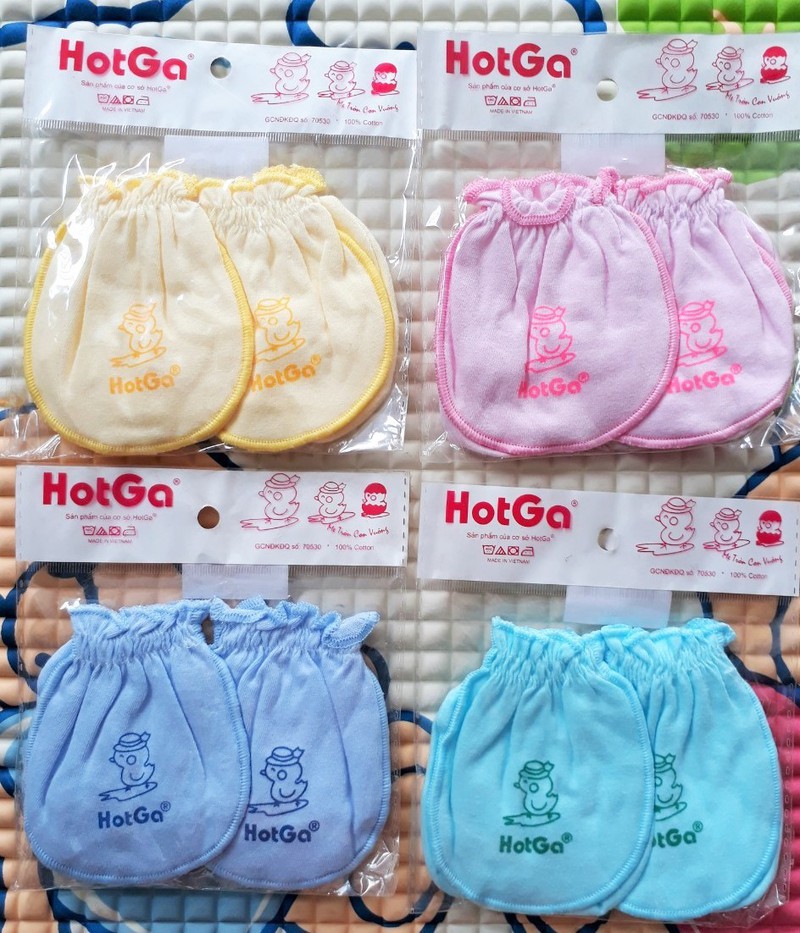 BAO TAY BAO CHÂN THUN CHO BÉ SƠ SINH THUN MÀU / VIỀN MÀU - HOTGA