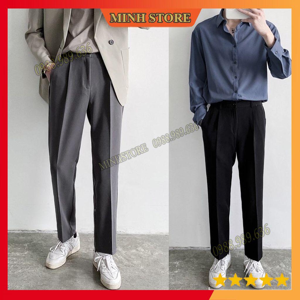 Quần tây nam dáng Baggy ống suông vải Hàn cao cấp, quần âu nam co giãn thời trang AU01 - MS66