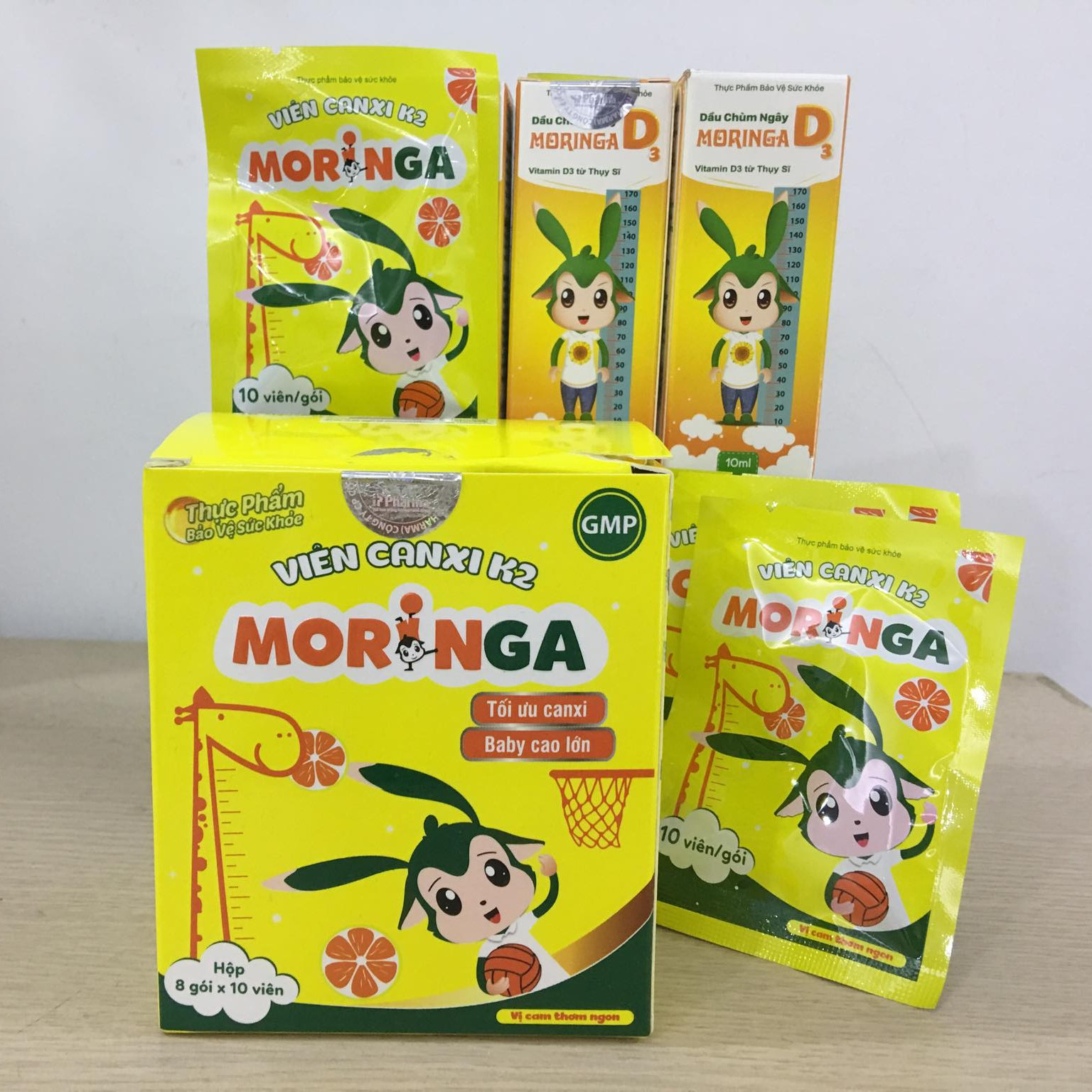 COMBO Dầu Chùm Ngây Moringa D3 (phòng chống còi xương, chậm lớn cho trẻ) - tặng kèm 1 gói Viên Canxi K2 Moringa (bổ sung canxi)