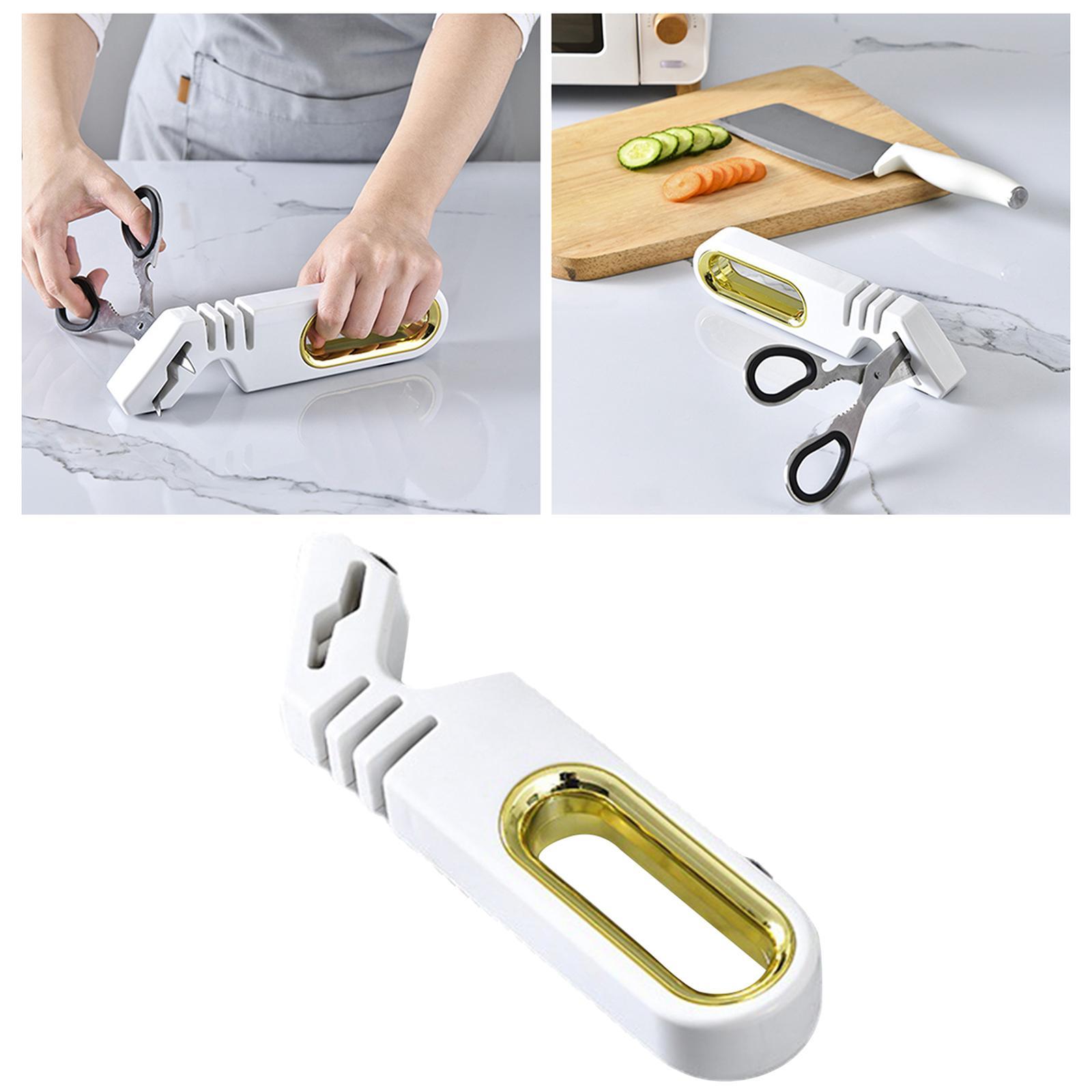 4 in 1 Knife Sharpener with Scissors Sharpening, Premium Polish Blades, Kitchen Knife Sharpener for Ceramic and Steel Knives, Scissors