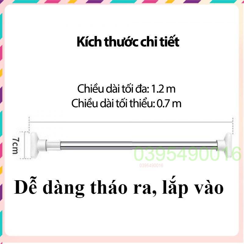 Thanh Treo Quần Áo Treo Rèm Nhà Tắm Rút Gọn Đa Năng Không Cần Khoan Vít