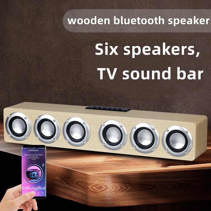 20W TV Bằng Gỗ Âm Thanh Thanh Trung Tâm Âm Thanh Loa Bluetooth Hệ Thống Rạp Hát Tại Nhà Loa Siêu Trầm Soundbar Có Đài FM Caixa De Som Color: Yellow wood grain