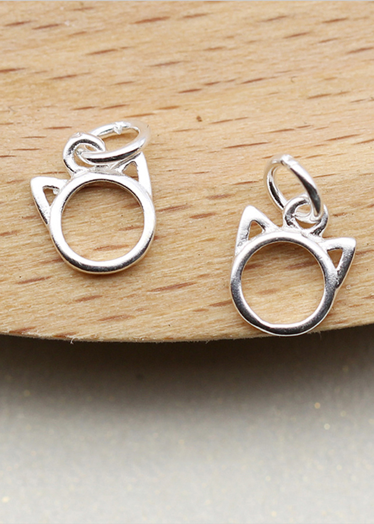 Combo 10 cái charm bạc hình con mèo treo - Ngọc Quý Gemstones