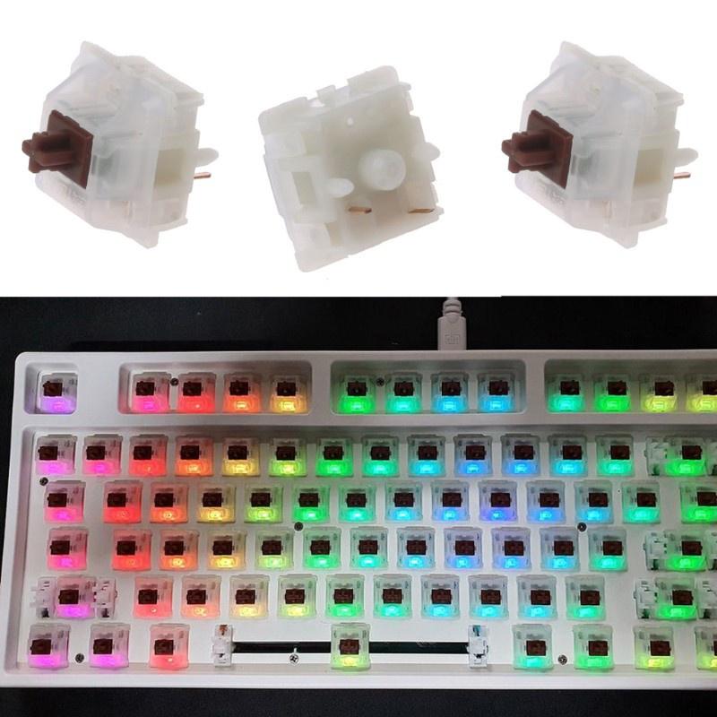 HSV 10Pcs Gateron Switche 5Pin Milky Brown Switch Mechanical Keyboard Gateron MX Transparent Case fit GK61 GK64 GH60