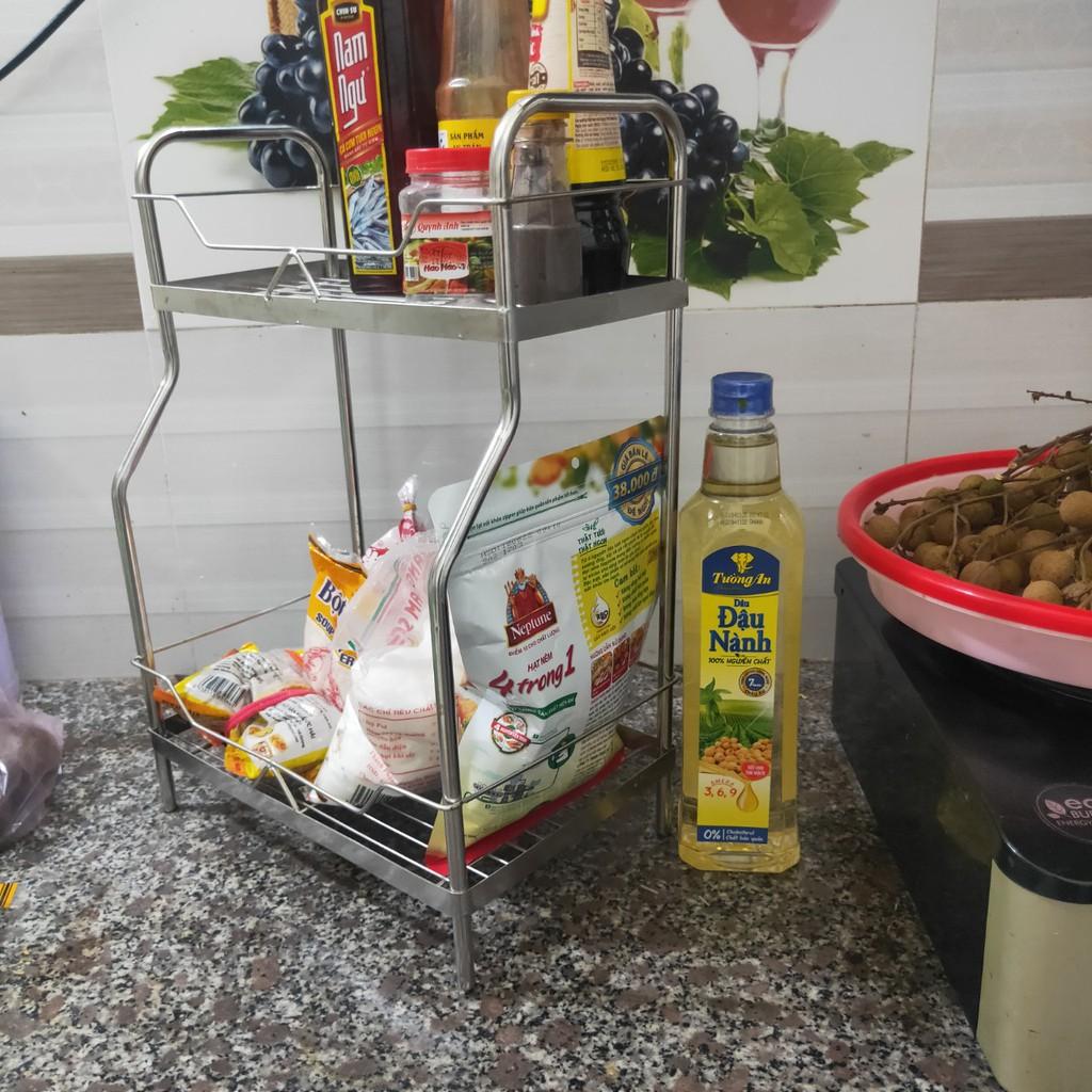 Kệ Inox đựng gia vị 2 tầng ống