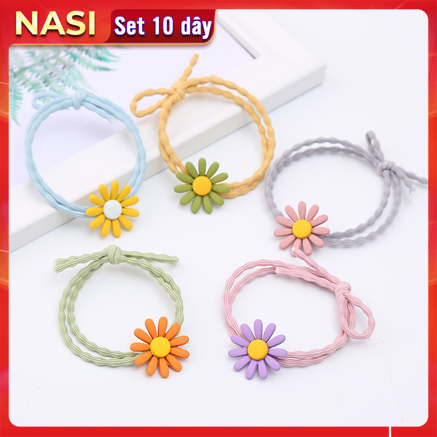 Dây buộc tóc nữ hoa cúc họa mi [Set 10 dây] NASI dễ thương phong cách hàn quốc thun cột tóc nữ co giãn tốt phụ kiện tóc