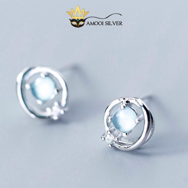 Bông tai bạc S925 blue eye - Amooi Silver AB55