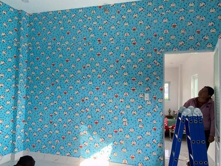Bộ 15 Tấm Xốp Dán Tường Hoạt Hình Doraemon Siêu Dễ Thương Sẵn Keo 70x77