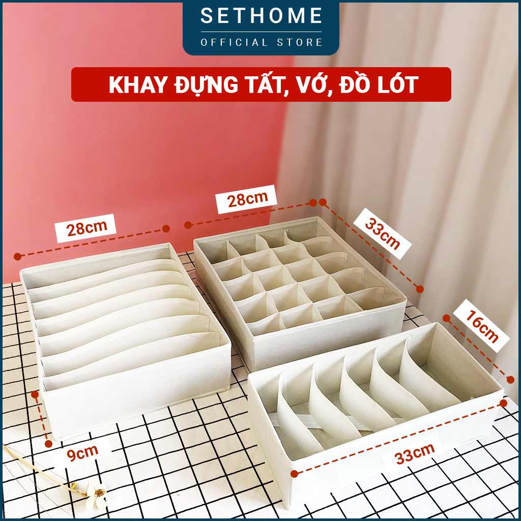 Hộp vải đựng tất vớ SETHOME giỏ vải đựng áo lót đồ lót quần áo ngủ váy ngủ gấp gọn