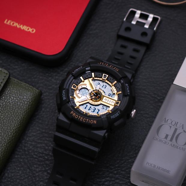 Đồng Hồ Nam Nữ Unisex Chính Hãng Julius Đa Chức Năng Thông Minh Mặt Tròn 51mm Kính Khoáng Thể Thao JA-1299D