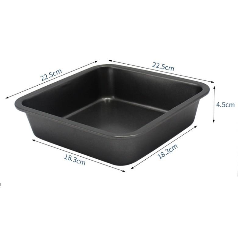 KHUÔN VUÔNG ĐÁY LIỀN CHỐNG DÍNH ĐEN & VÀNG 22CM