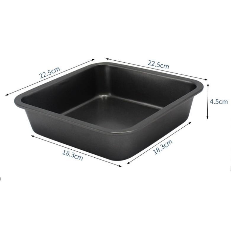 KHUÔN VUÔNG ĐÁY LIỀN CHỐNG DÍNH ĐEN &amp; VÀNG 22CM