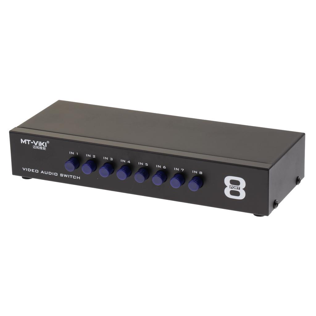 8-Way AV RCA Switch 8 In 1 Out Composite Selector Box for DVD/LCD/TV/PC