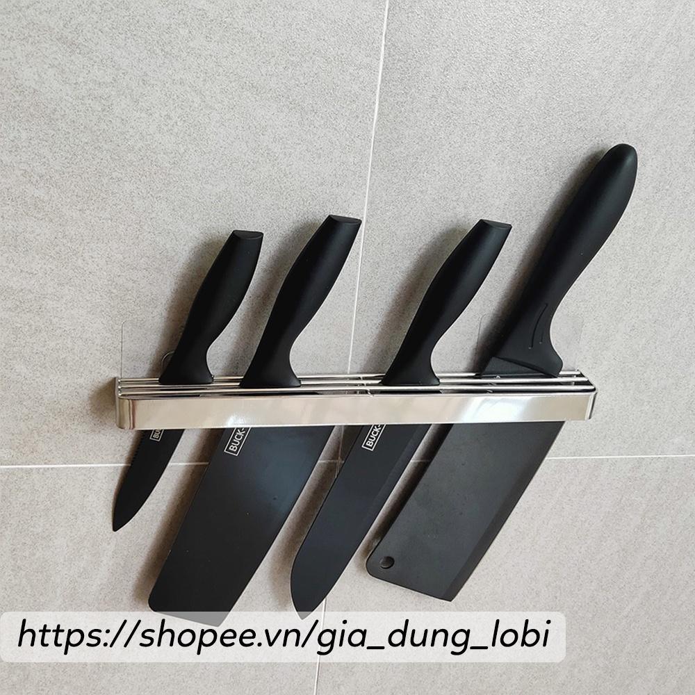 Giá treo dao kéo nhà bếp, Kệ treo để dao dán tường bằng inox 3 ngăn dài 30cm