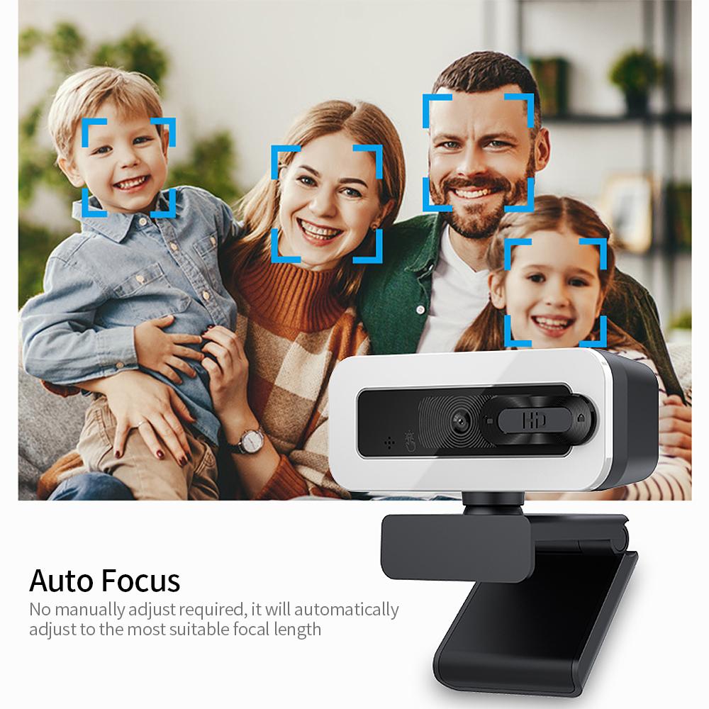 Webcam Máy ảnh Tự động lấy nét 4K qua USB không cần trình điều khiển với Micrô giảm tiếng ồn Nắp che riêng tư cho Trò chuyện video trực tuyến - Đen - 4K