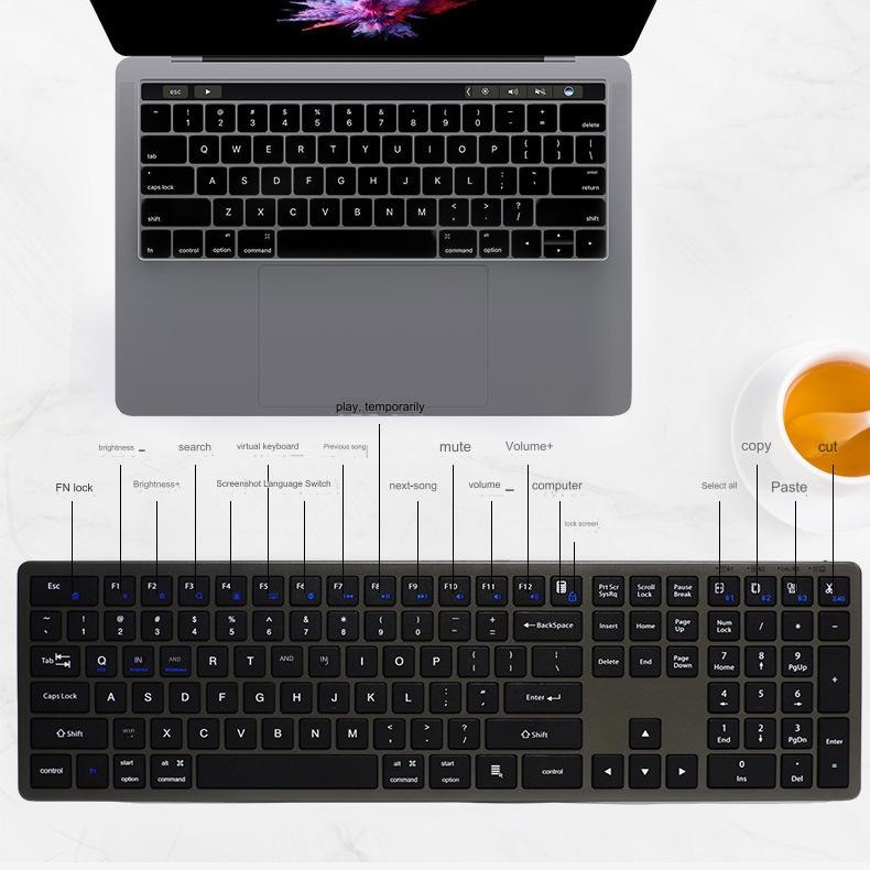 Bàn phím không dây Fullsize H859 pin sạc TypeC đa kết nối bluetooth 5.2 + 3.0 + Usb wireless 2.4G hàng nhập khẩu