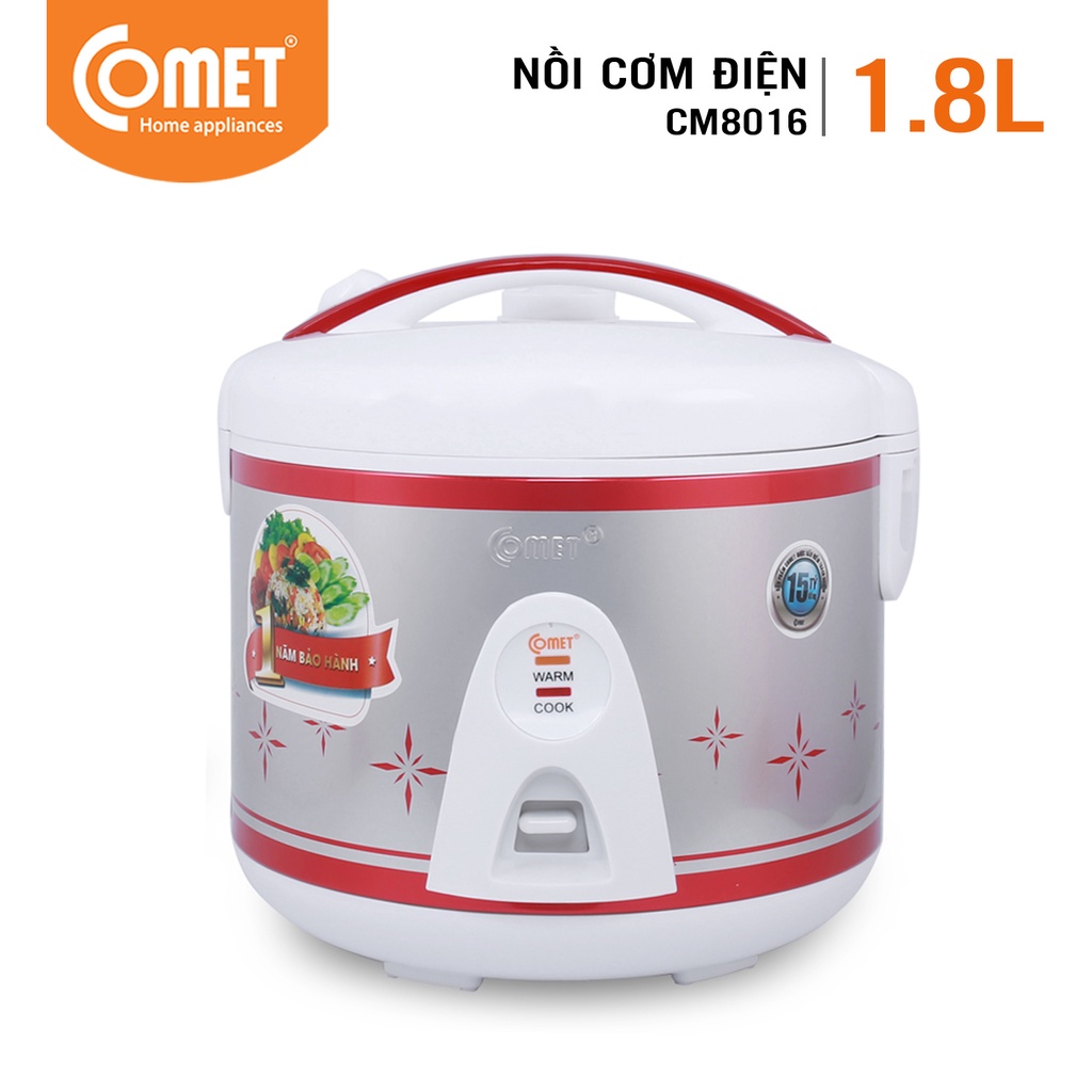 Nồi cơm điện nắp cài 1,8L COMET - CM8016NG - Màu Ngẫu Nhiên - Hàng Chính Hãng