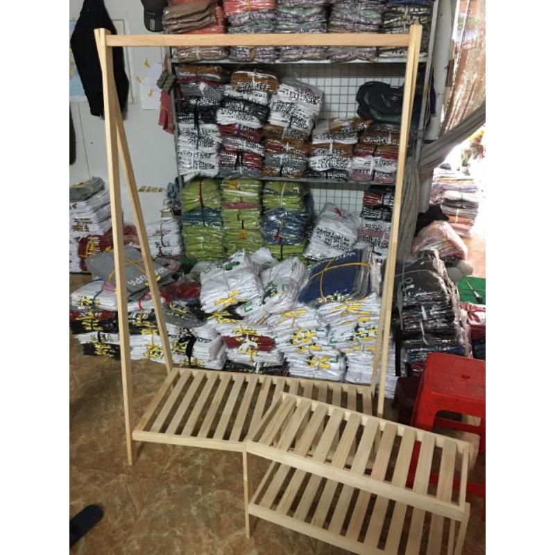 Kệ treo quần áo chữ A bằng gỗ thông 1 ngăn