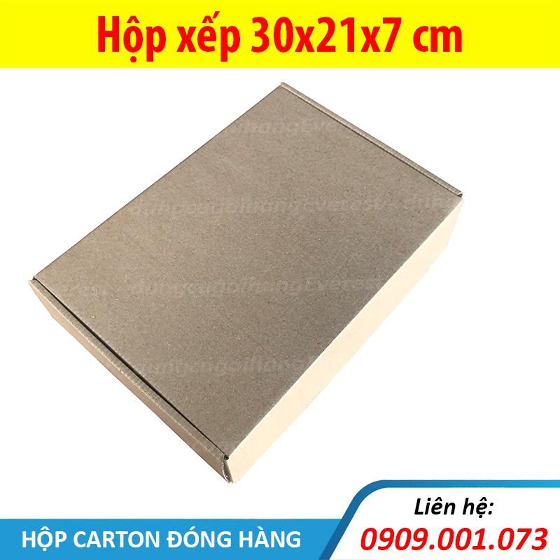 Combo 20 hộp xếp, size 30x21x7 cm - hộp carton nắp gài, giấy 2 nâu 1 xeo, sóng E cứng cáp