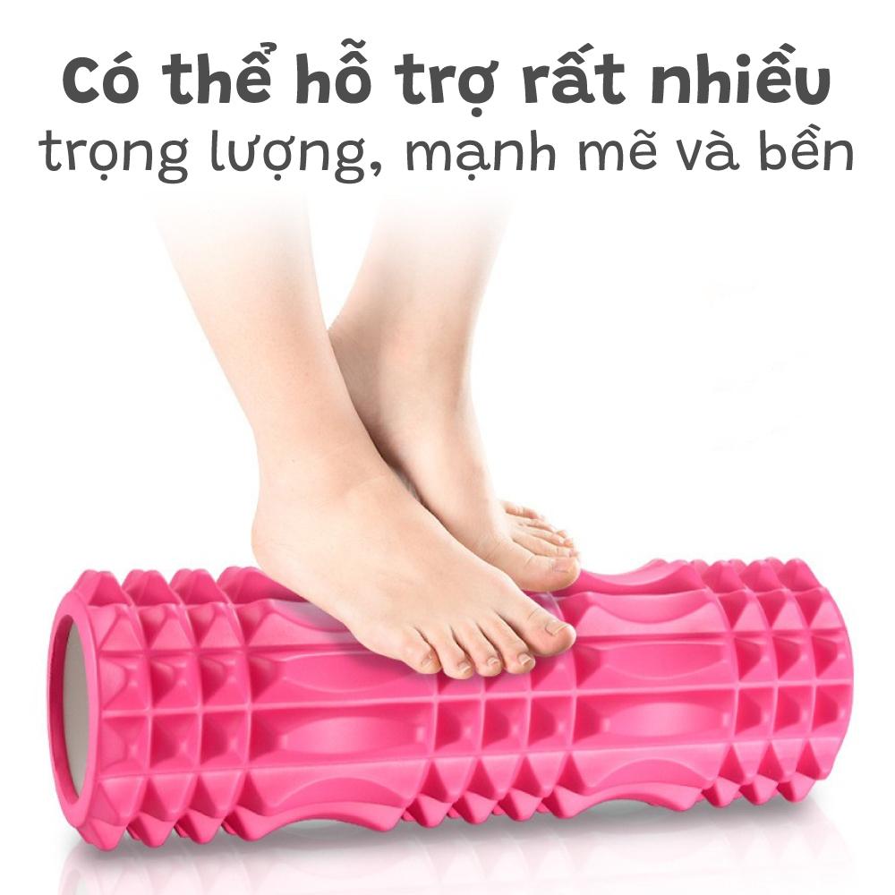 Con lăn Yoga Massage Foarm Roller 33X13CM, ống trụ lăn xốp thể thao giãn cơ có gai roam rollet cao cấp, ống lăn giãn cơ