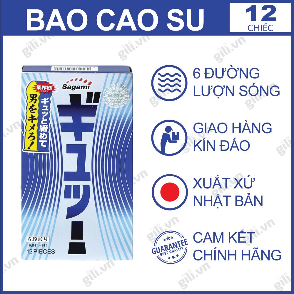 BCS 0.03 mm Sagami Tight Fit (H12) - 6 Lớp Lượn Sóng Ôm Khít - Siêu Mỏng - Truyền Nhiệt Nhanh - Không Mùi Cao Su - Nhập Khẩu Nhật Bản - Che Tên Sản Phẩm