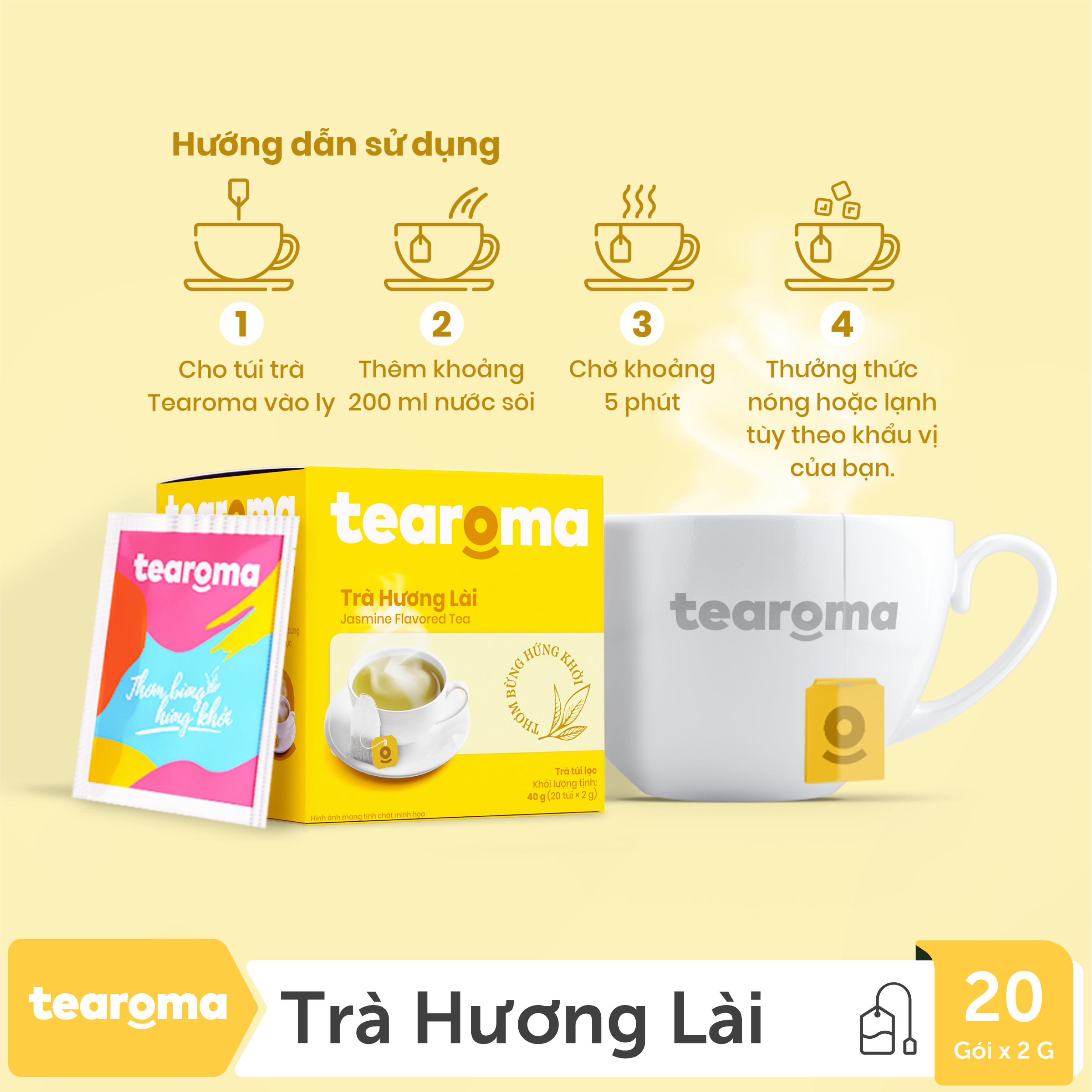 Mua 2 tặng 1 - Trà túi lọc Lài Tearoma (Hộp 20gói x 2gr)